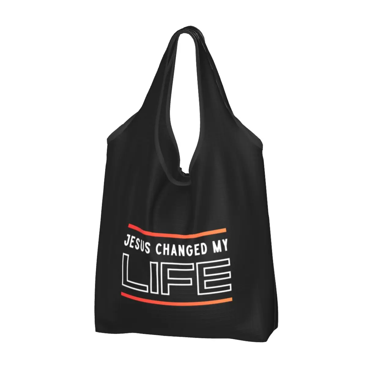 Custom Jesus Changed My Life Christian Shopping Bag Women Portable Large Capacity Grocery Shopper Tote Bags