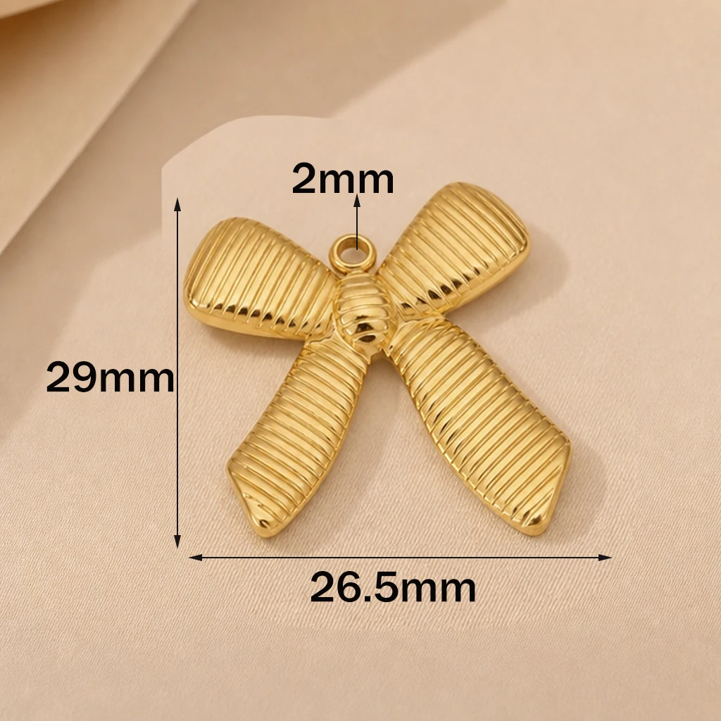 5pcs Gold Stainless Steel Bowknot Charms Bow Tie Connector Pendants for DIY Earring Bracelet Necklace Keychains Jewelry Making view 3