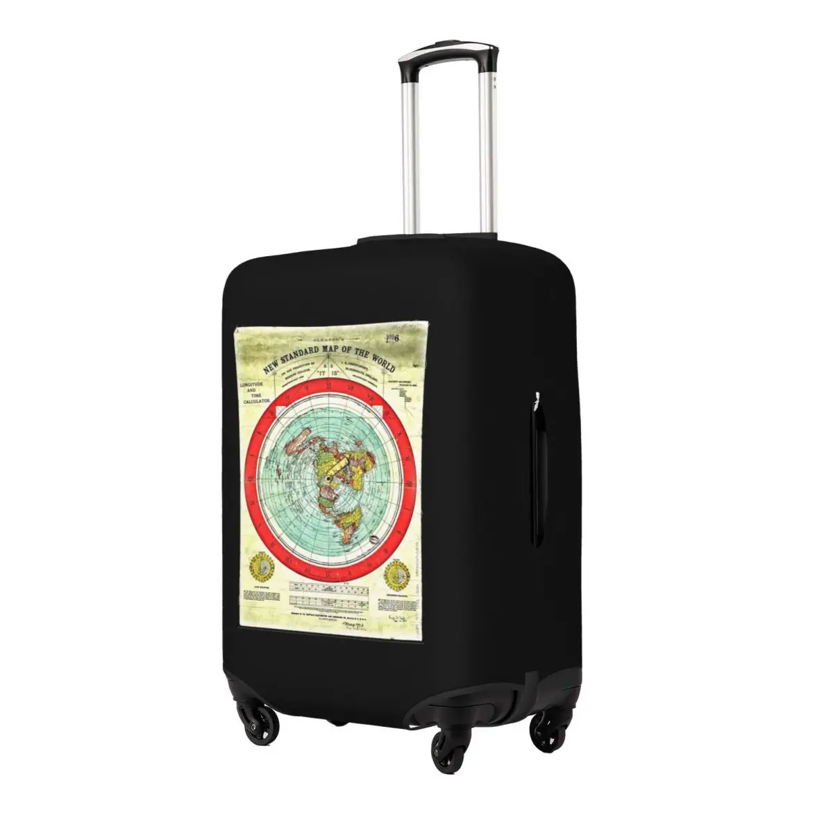 

Gleason 1892 Flat Earth Map Research Flat Eart Suitcase Cover Protection Elastic Trip Luggage Protector Covers for 18-32 Inch