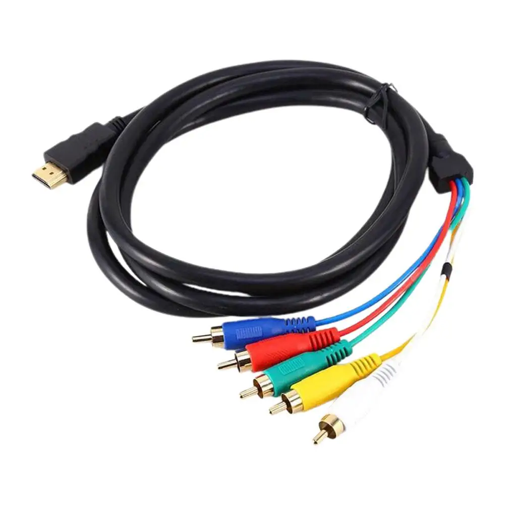 Cable de conversión de componentes AV chapado en oro, Cable macho compatible con HDMI de 5 PIES A 5-RCA RGB, Audio y Video