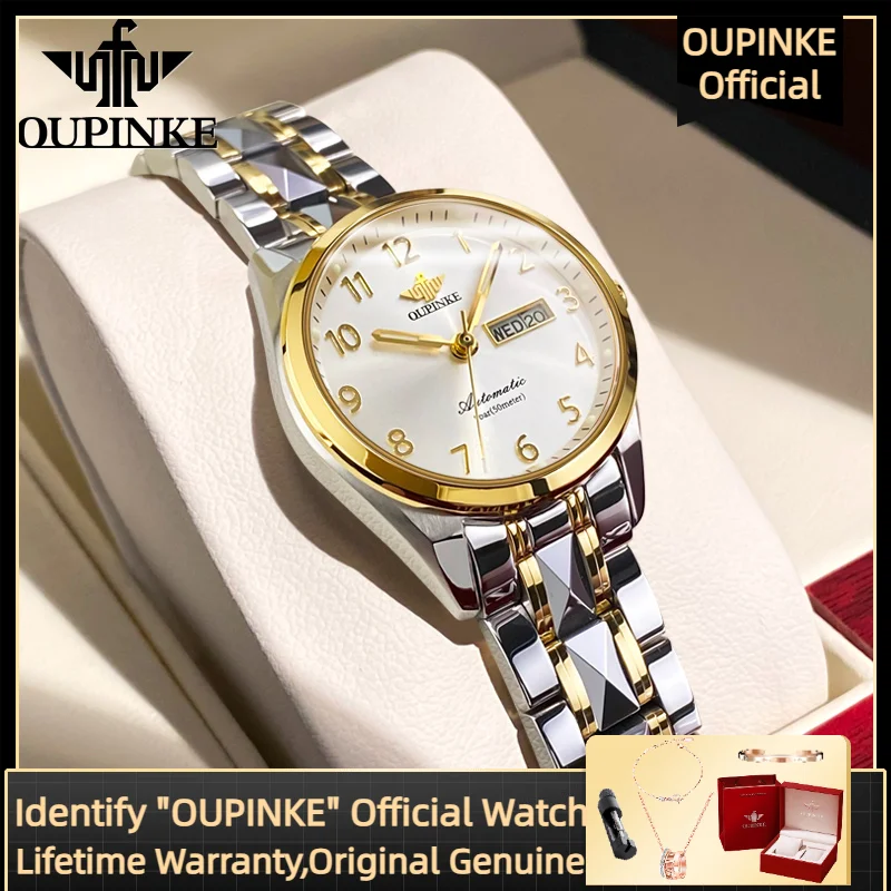 OUPINKE 3228 Elegant Women's Watch Luxury Brand Original Waterproof Simple Automatic Mechanical Watch Women's Bracelet Watch Set