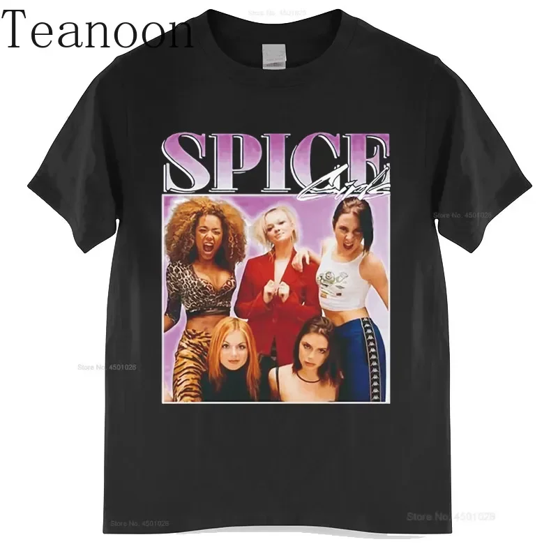 Tanoon Spice Girls 90s Vintage Unisex Black Tshirt Men T Shirt Cotton Tshirt Men Summer Fashion T-shirt