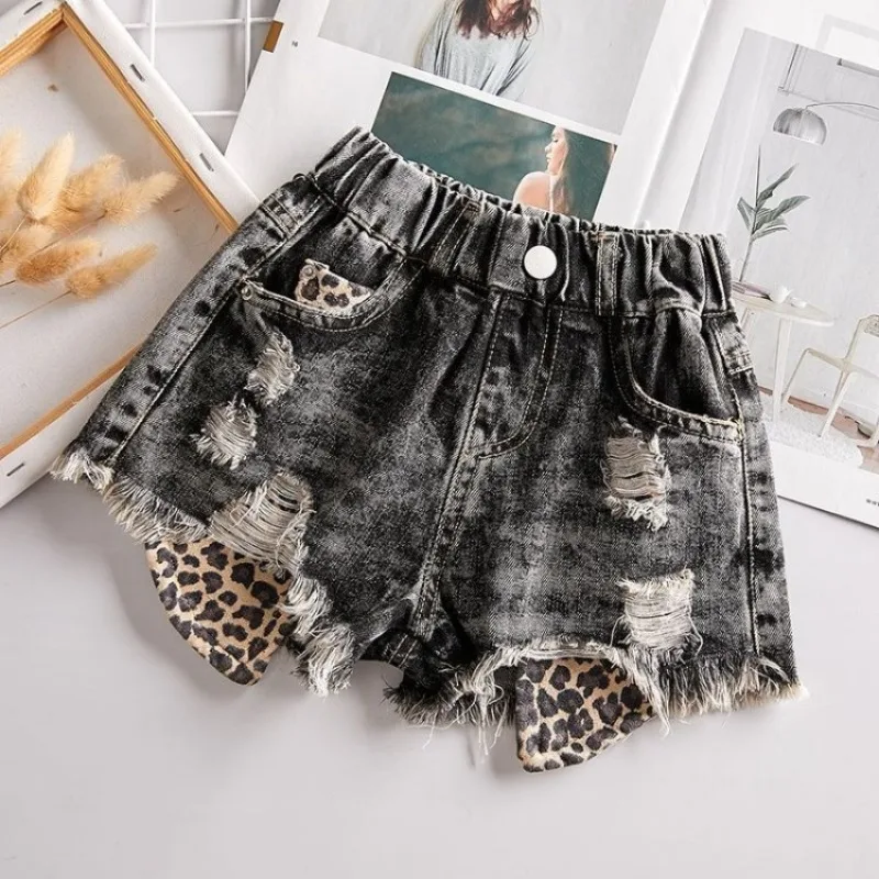 Kids' Ripped Denim Shorts Korean Style 2026 New Summer Trendy Mid Length Hot Shorts