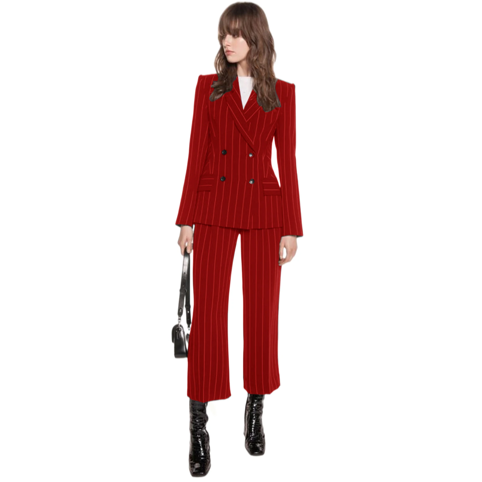 Women Suits Office Sets Striped Double Breasted Blazer+Trousers Custom Made Formal 2 Pieces Office Ladies Wedding Evening Dress