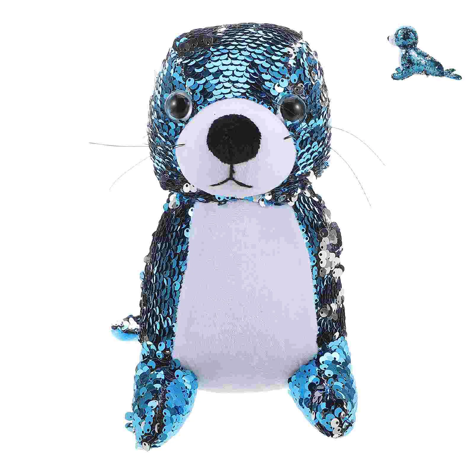 

Seal Minature Figurine Plush Toys for Kids Filling Creature Blue Children's Animal Dolls Plushies