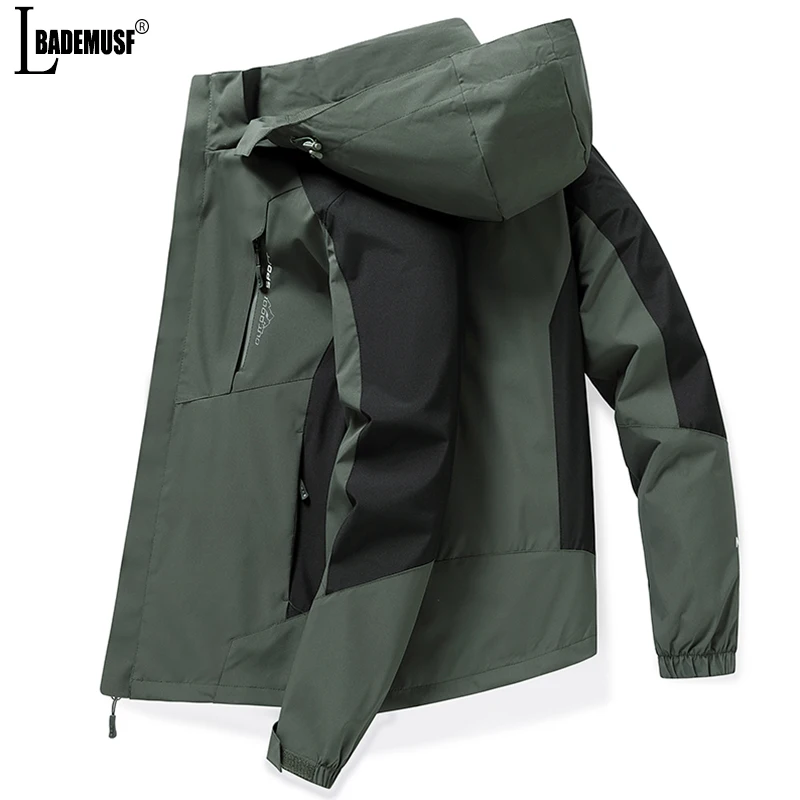 Veste coupe-vent et imperméable pour homme, manteau monochrome, vêtements de charge, randonnée, canadisme, loisirs trempés, printemps, automne, nouveau, 2024