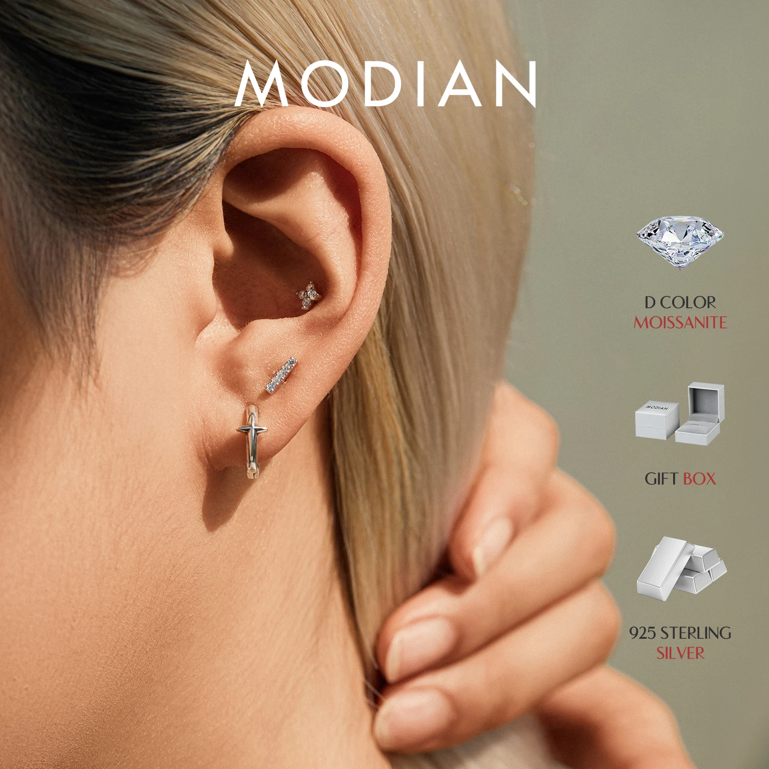 

Серьги-гвоздики MODIAN Moissanite Tragus из стерлингового серебра 925 пробы, повседневные сверкающие серьги-гвоздики в форме сердца для женщин и мужчин, изысканные ювелирные изделия