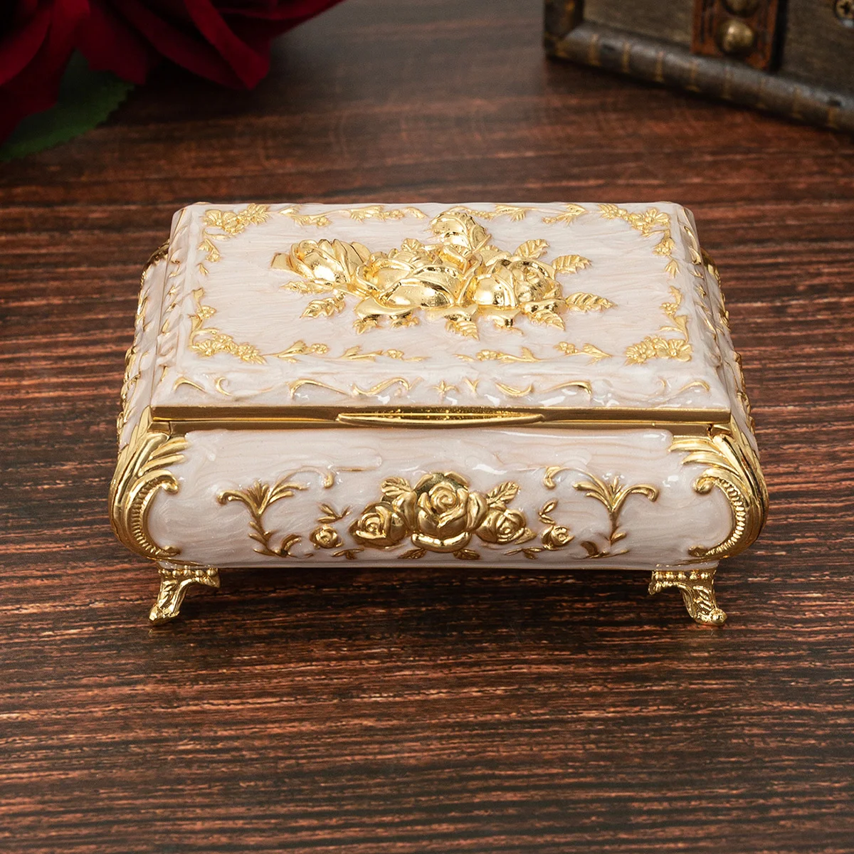 European rose jewelry box light luxury creative jewelry box wedding high-end decoration Valentine\'s Day ring necklace storage bo