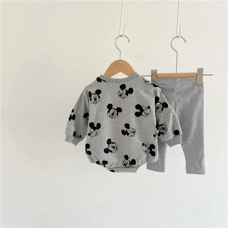 Summer Newborn Baby Rompers Sock Hat 3pcs Set Cartoon Mickey Mouse Clothes Boys Girls Jumpsuit Infant Short Sleeve Bodysuit