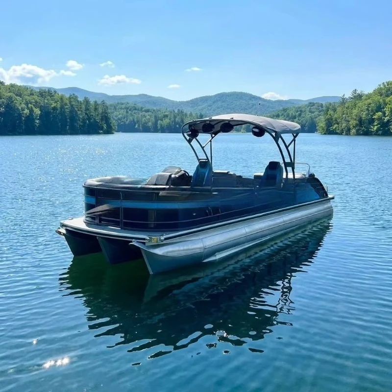 27Ft 8.2m CE Certified Aluminum Welded Trimaran Luxury Yacht External Engine For Lake River Pool Freshwater Ski Cruise