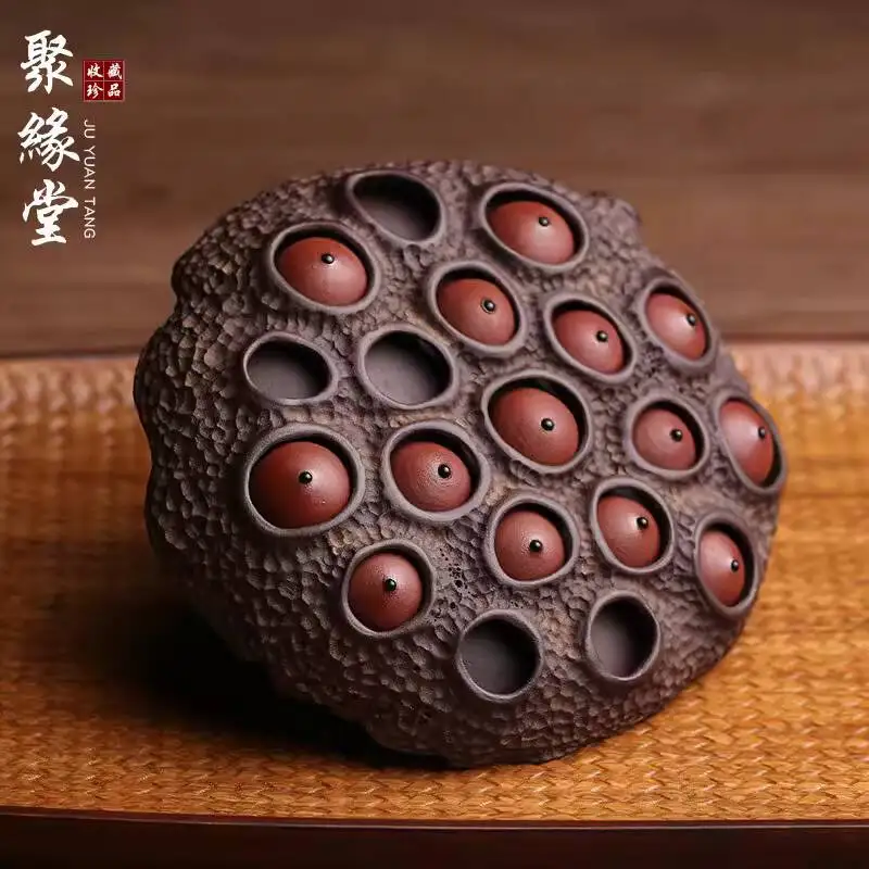 High-Quality Purple Clay Pet Ornament, Frog With Pod, By Famous Artist Chen Zhen, Handmade Lotus Seed, Creative And Unique Tea