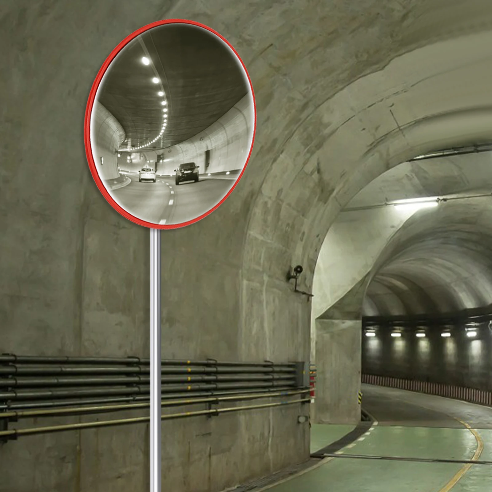 30 polegadas 130 °   Espelho de segurança convexo para visualização grande angular, para calçadas, garagens e áreas comerciais, à prova de intempéries, montado na parede