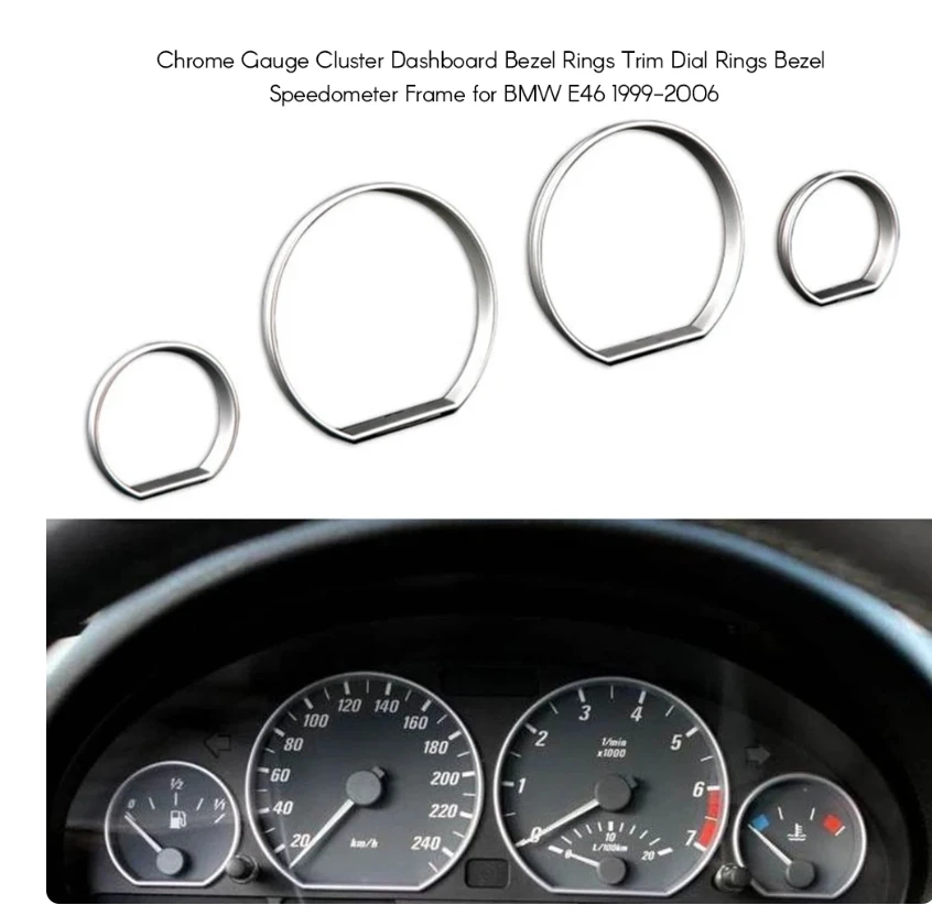 Chrome Gauge Dash Dial Rings Bezel Trim Speedometer Frame For BMW E46 99-06 328i