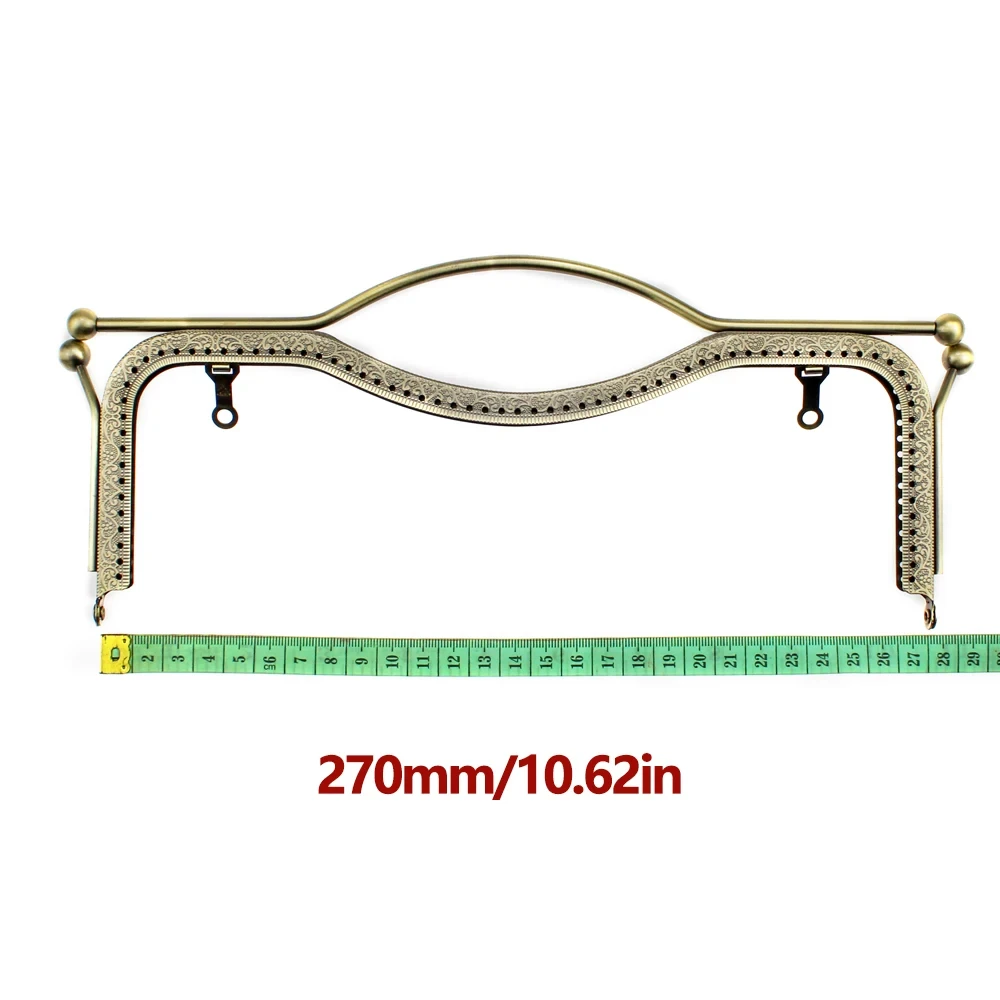 27CM Concave Rectangle Retro Metal Handle Clutch Bag Kiss Clasp Lock Purse Frame For Bag DIY Handbag Craft Hardware Accessories