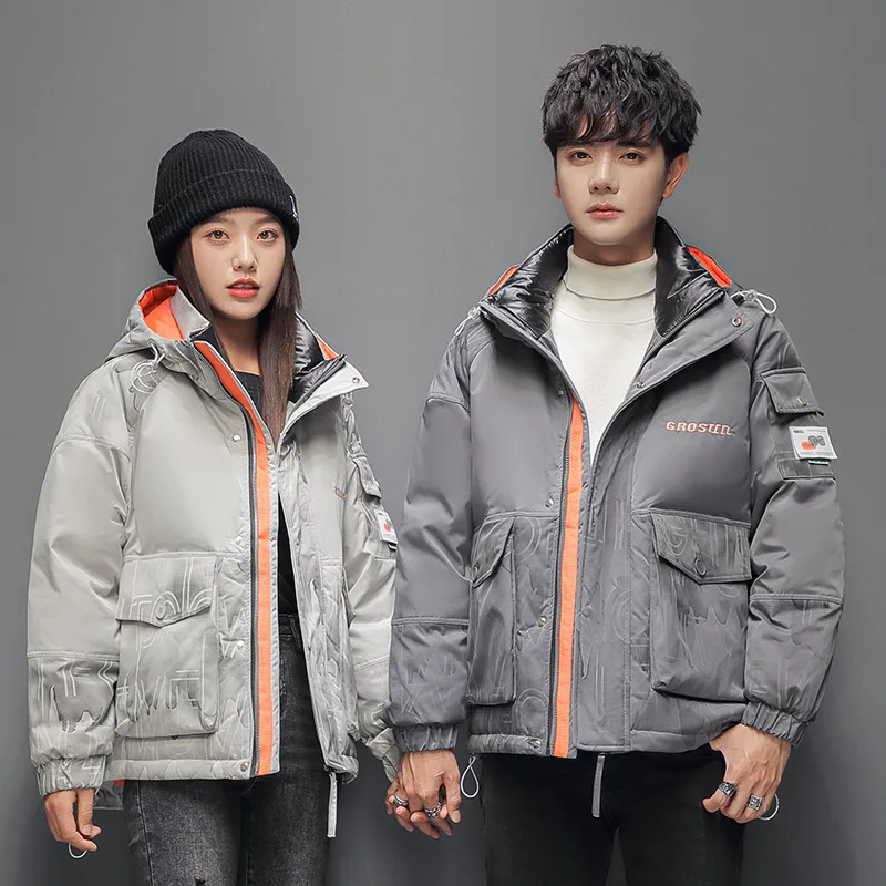 

Winter Men Camouflage Down Jacket White Duck Down Warm Couple Hooded Down Coat Fashion Outerwear пуховик мужской зима JK-226