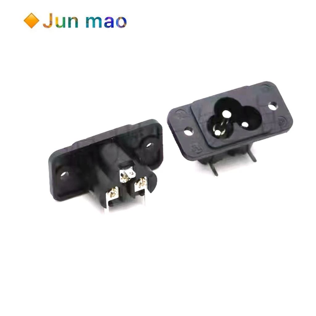 5pcs AC-030E power socket female socket 90 degree side plug with installation hole three hole plum blossom charging socket