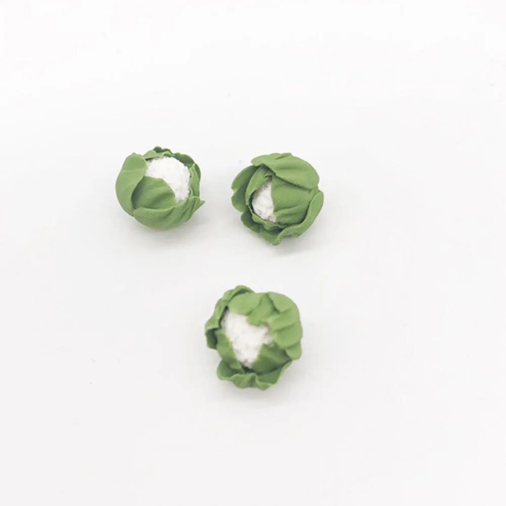5개 미니어처 콜리플라워 시뮬레이션 사실적인 중국 배추 점토 채소 인형집 주방 정원 공예용