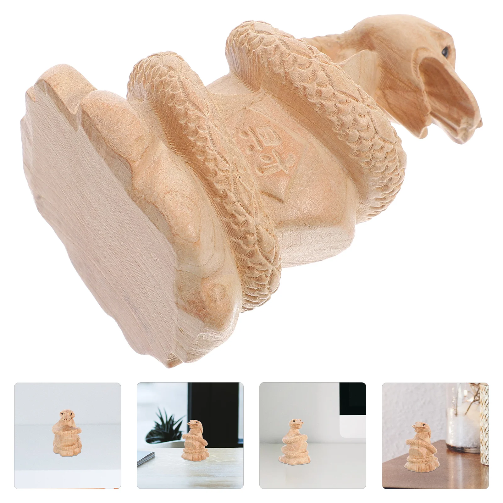 

Mini Wood Snake Sculpture Realistic Vivid Snake Decor for Garden Desktop Party Gift Simulation Animal Figures Vivid Fake Snakes