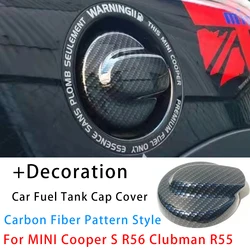 Ray Style-Tapa de tanque de combustible de coche, pegatina de carcasa negra con patrón de fibra de carbono para MINI Cooper S JCW R56 R55, accesorios para automóviles