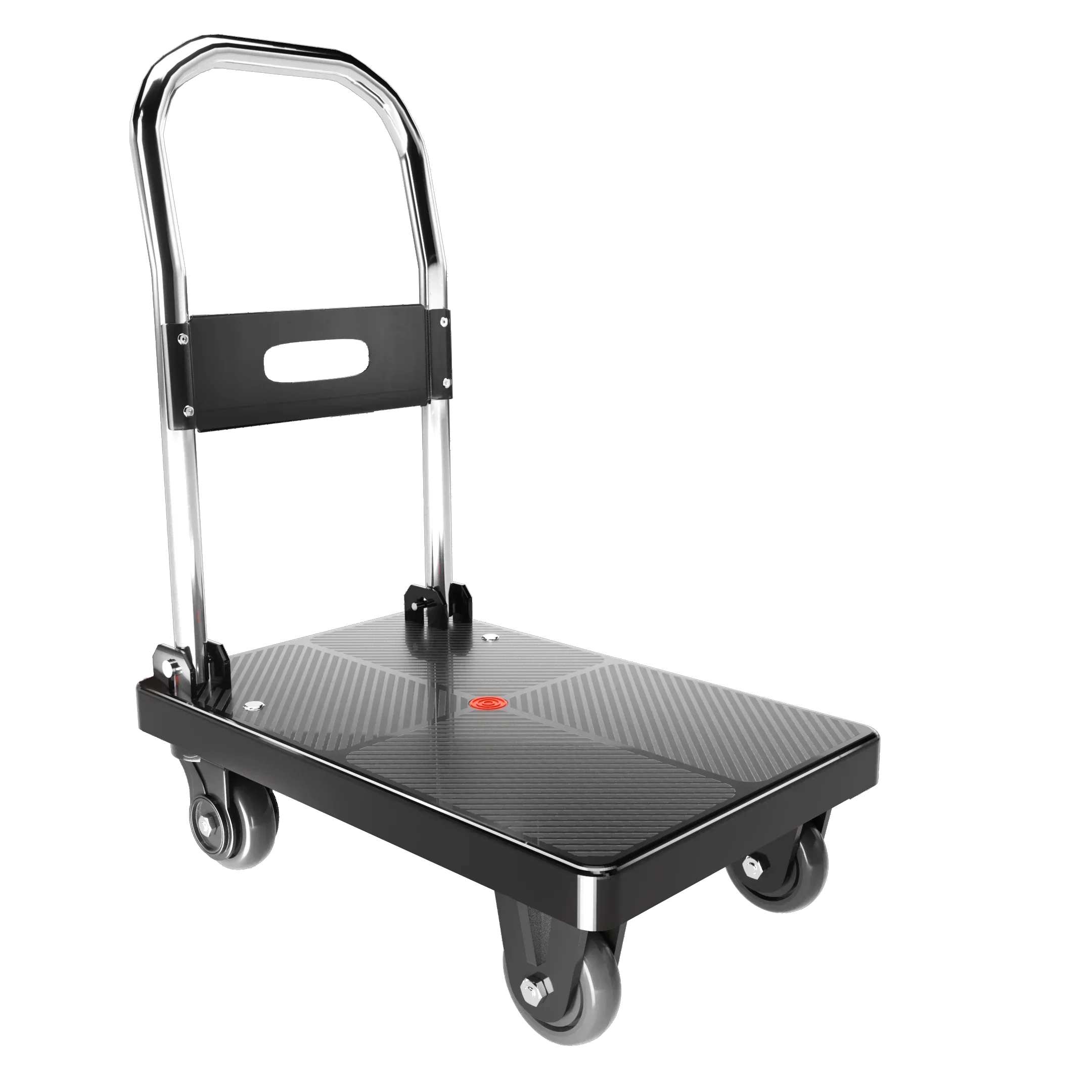 Platform Hand Truck, 60*40cm, 100kg, Three-inch Wear-resistant Wheels, Foldable Four-wheeled Cargo, Warehouse and Home Use