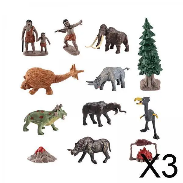 3x12 قطعة نموذج حيوان صغير ما قبل التاريخ عطلة الحاضر تماثيل صغيرة على شكل حيوانات نمط ب
