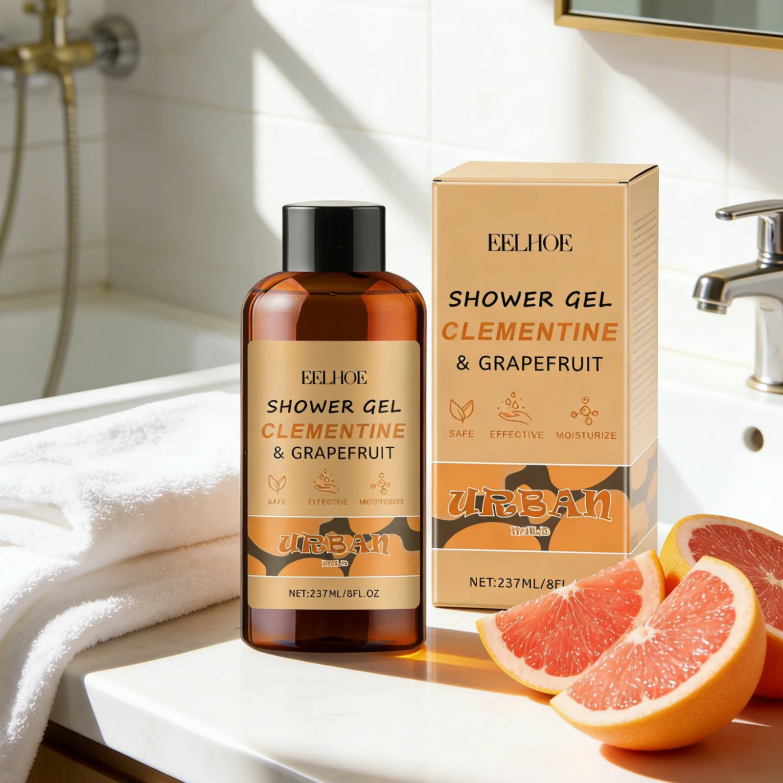 EELHOE Grapefruit Shower Gel Deep Cleansing Strengthen Skin Barrier Long Lasting Fragrance Gentle Moisturizing Body Wash 237ml
