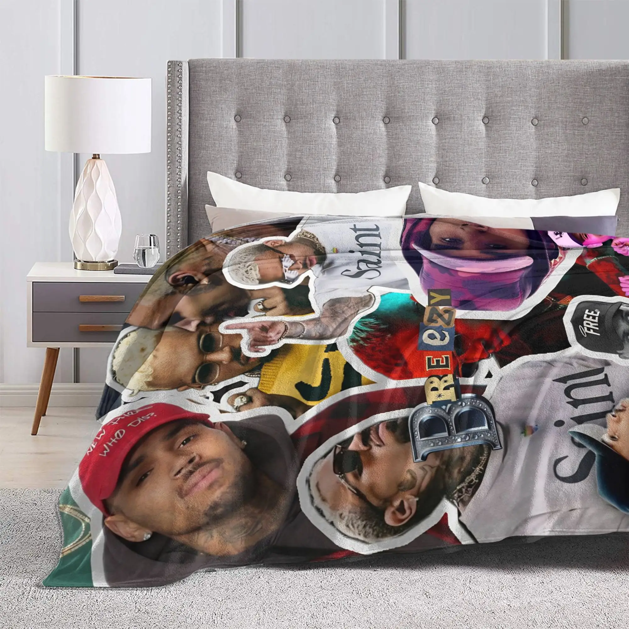 بطانية دافئة للسفر كريس براون بريزي السلطانية XX الفراش يلقي الفانيلا المفرش للخارجية الجدة غطاء سرير أريكة #3