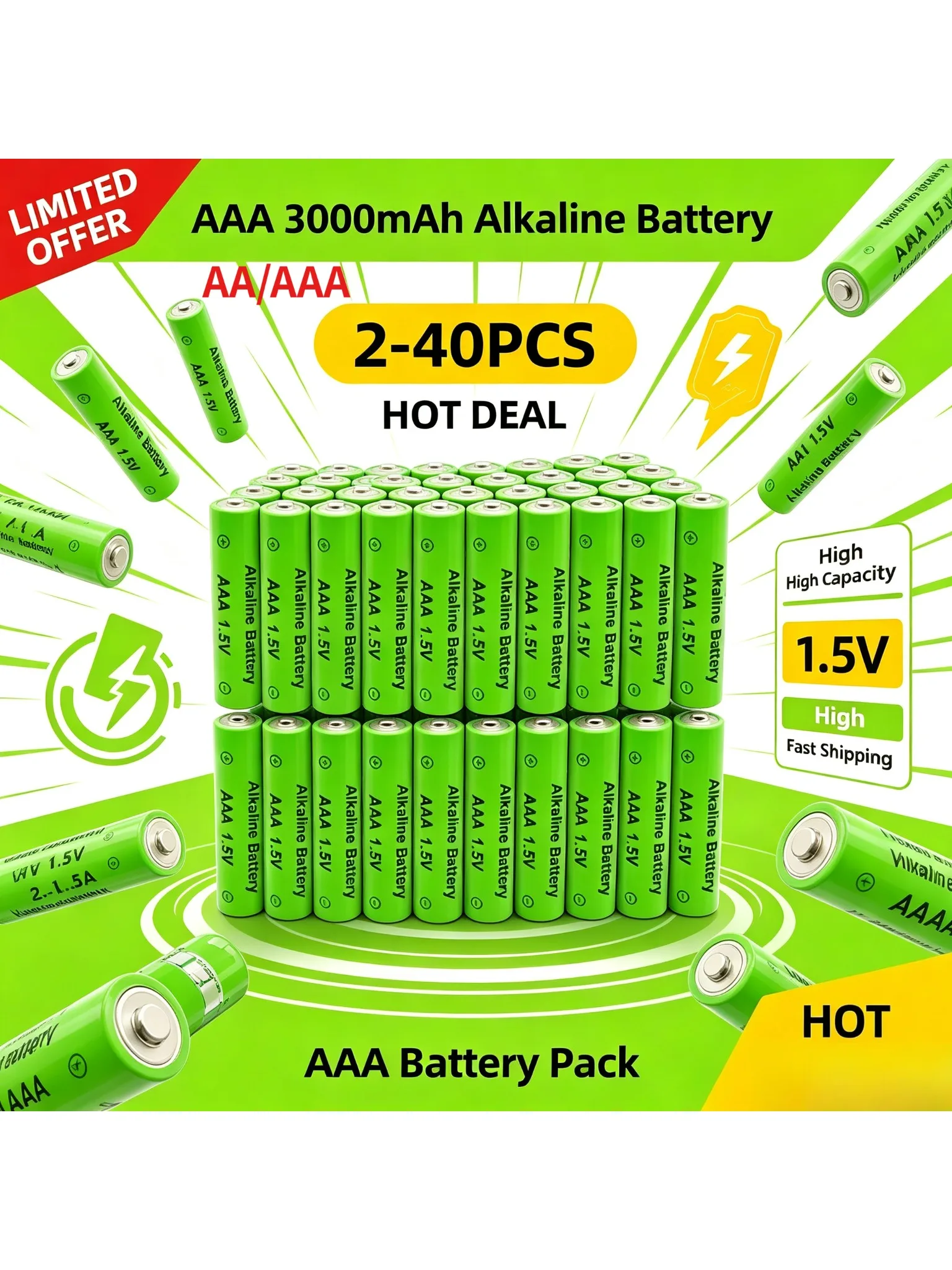 Baterie 1.5V AA AAA 3800mAh 3000mAh 4-20 szt. 2A 3A Akumulatorowe Baterie Alkaliczne do Myszy Pilotów Komputerów Zegarów Elektroniki — 2
