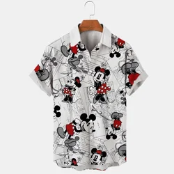 Magliette hawaiane Disney camicie abbottonate Casual estive vacanze al mare maniche corte Disney 3D Print camicia con risvolto da uomo di moda