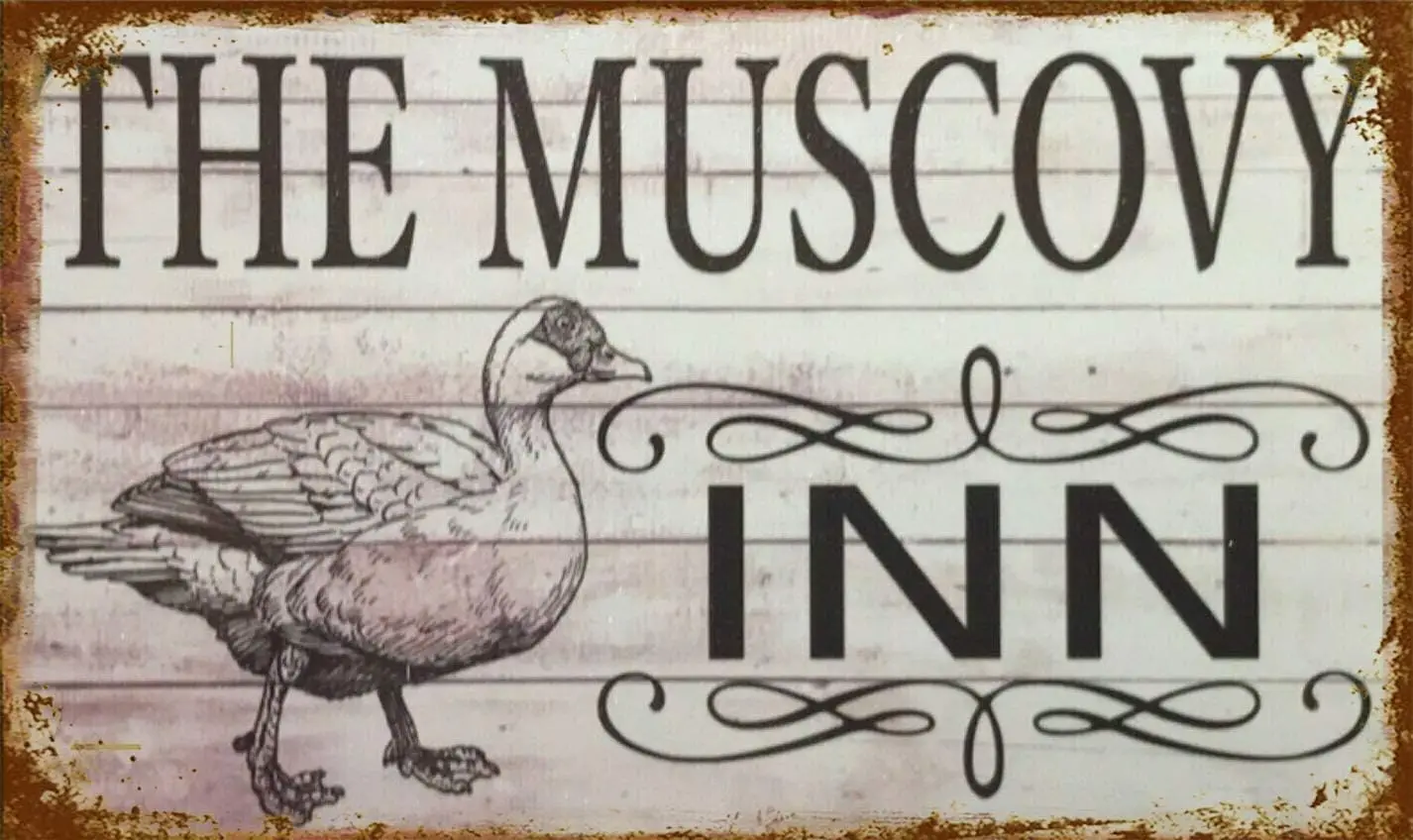 The Muscovy Ducks Duck Inn Retro Metal Tin Sign Vintage Aluminum Sign for Home Coffee Wall Decor 12×8 inch sign sign