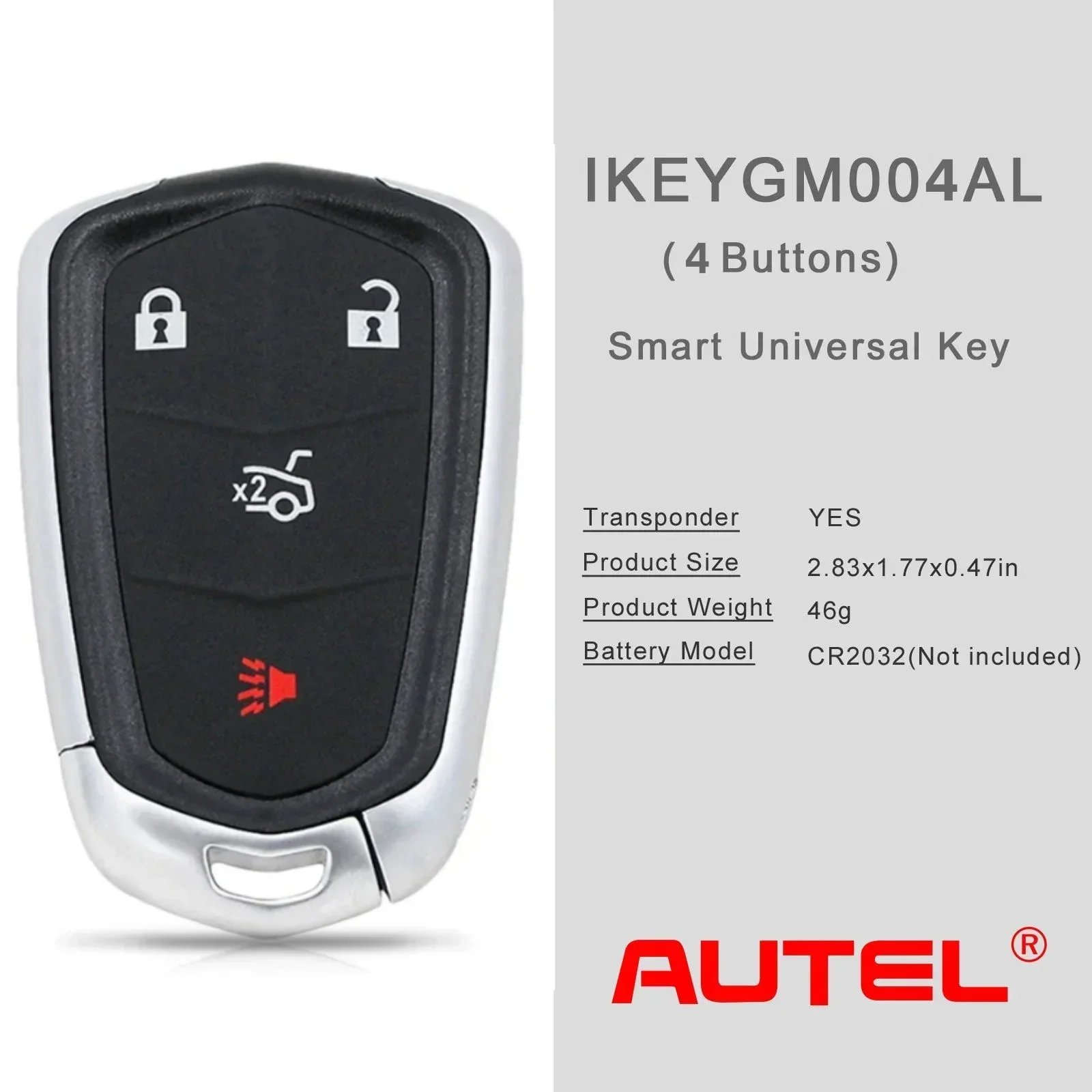 AUTEL IKEY 4B CADILLAC STYLE UNIVERSAL SMART KEYLESS PROXIMITY REMOTE IKEYGM004AL