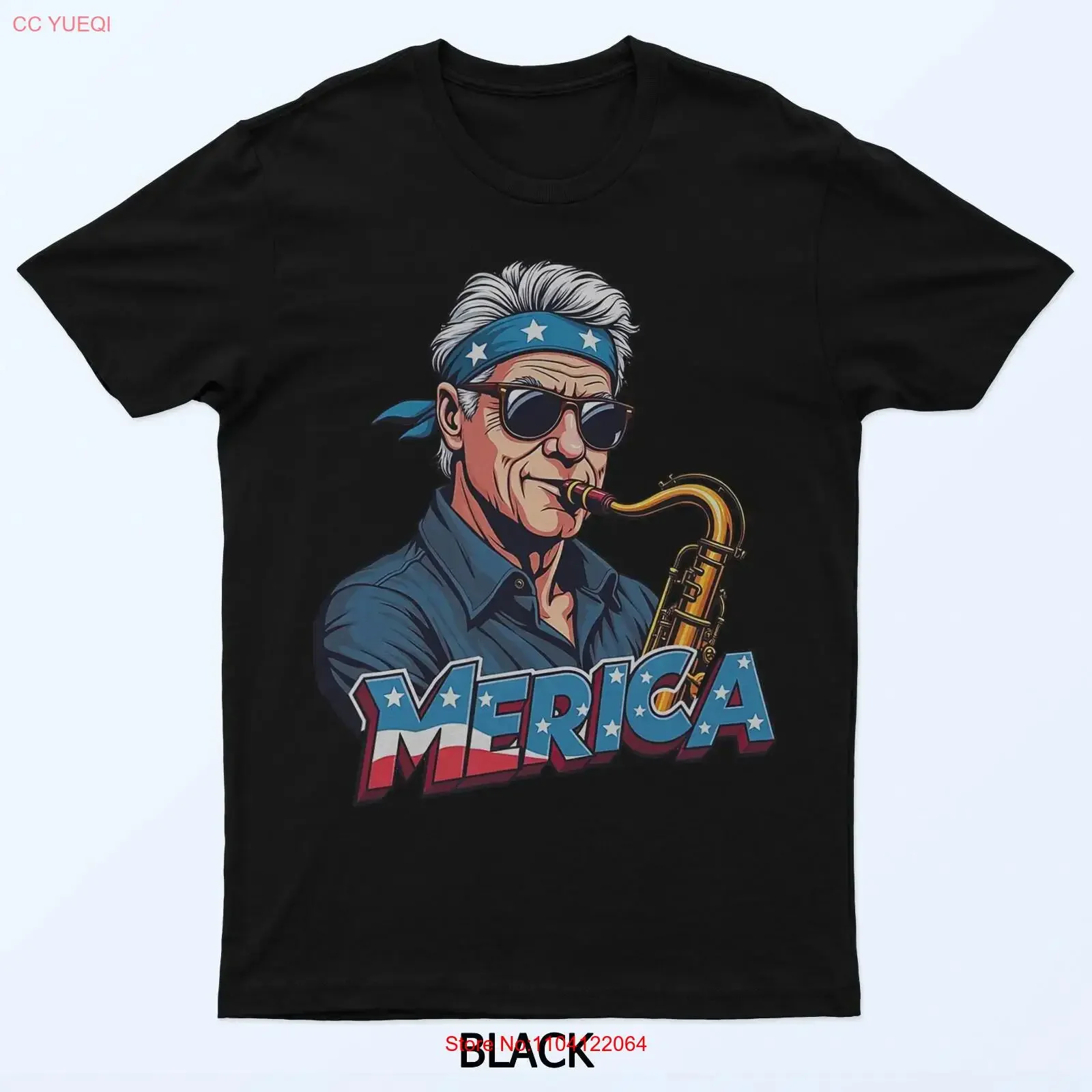 Bill Clinton Playing the Saxophone 4th of July Merica T Shirt vintage Washed Unisex Slightly Top For Everyday Wear Stylish