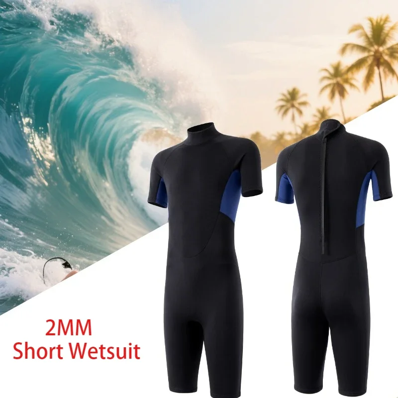 

2mm Neoprene Shorty Wetsuit for Men Front Zipper Closure Suitable for Diving Surfing Kayaking Water Sports
