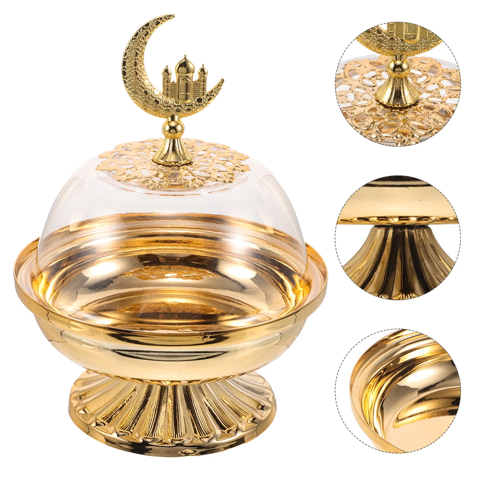 Ramadan Cake Tray With Lid Eid Mubarak Candy Tray Reusable Dessert Box Food Storage Organizer Nuts Candies Pastry Display Rack