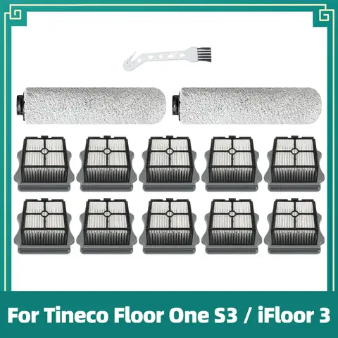 เข้ากันได้กับเครื่องดูดฝุ่นไร้สาย Tineco Floor One S3 / Tineco iFloor 3 แบบเปียกแห้ง, อะไหล่ทดแทน: แปรงลูกกลิ้ง, ตัวกรอง HEPA.