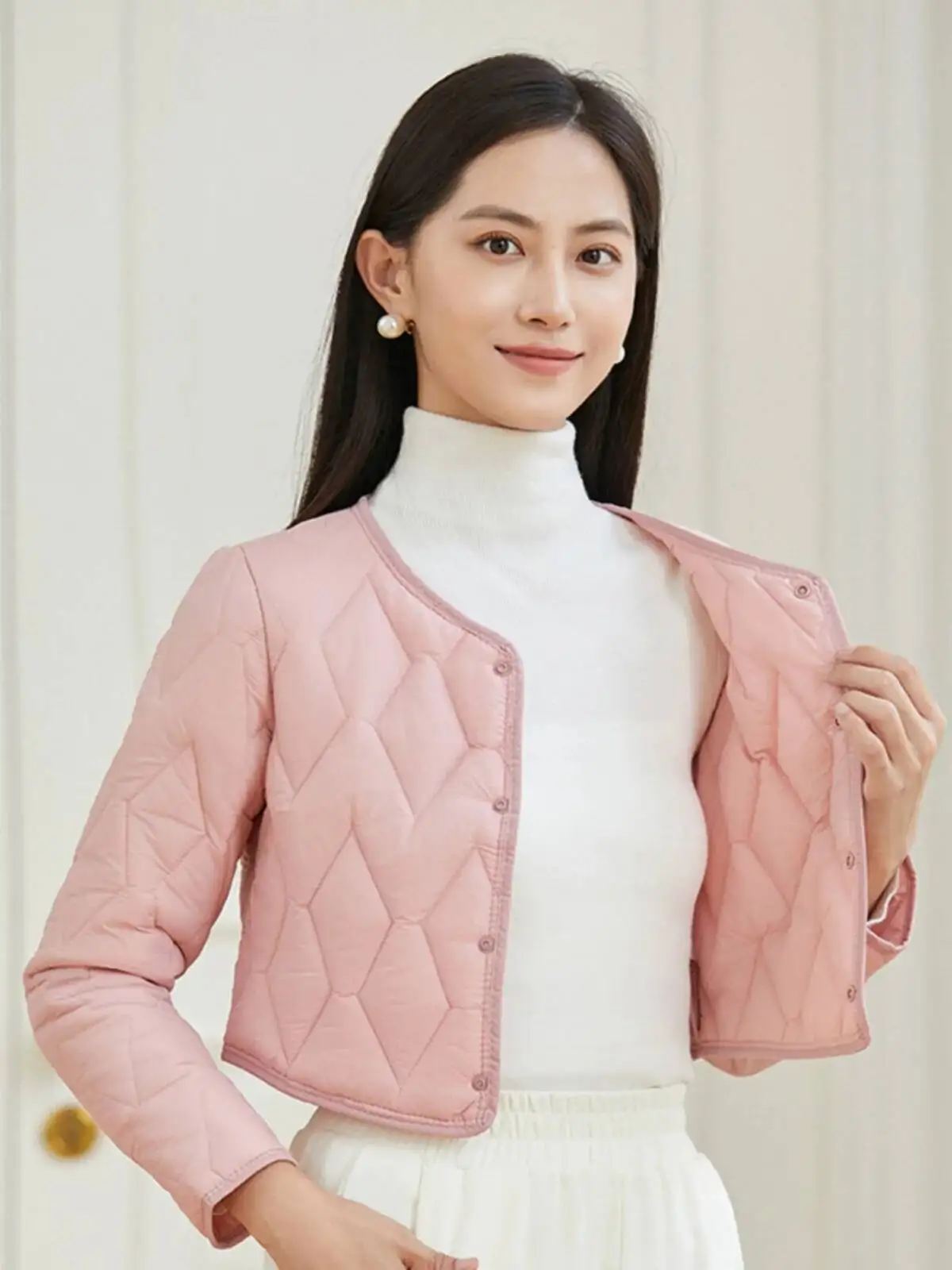 سترة نسائية خفيفة الوزن ذات طبقة أساسية طويلة جدًا، سترة داخلية من القطن دافئة للأسفل، كورية للتنقل #4