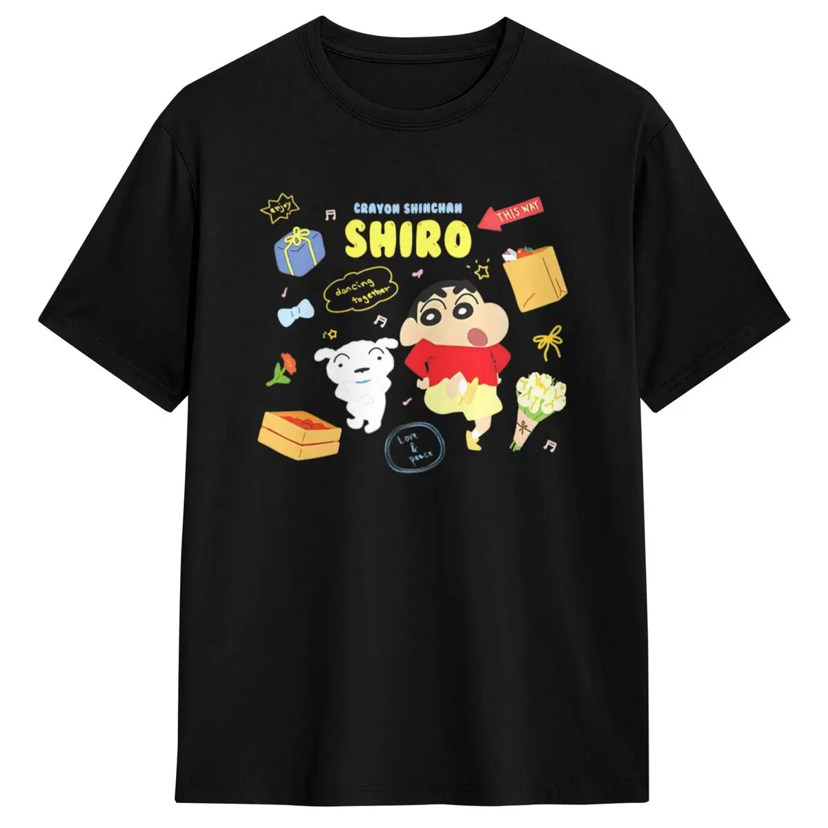 Crayon Shin Chan T-Shirt Mens Y2K Fun Pure Cotton T-Shirts Beach Crewneck Fashion Tee Shirt Wholesale Plus Size Clothes