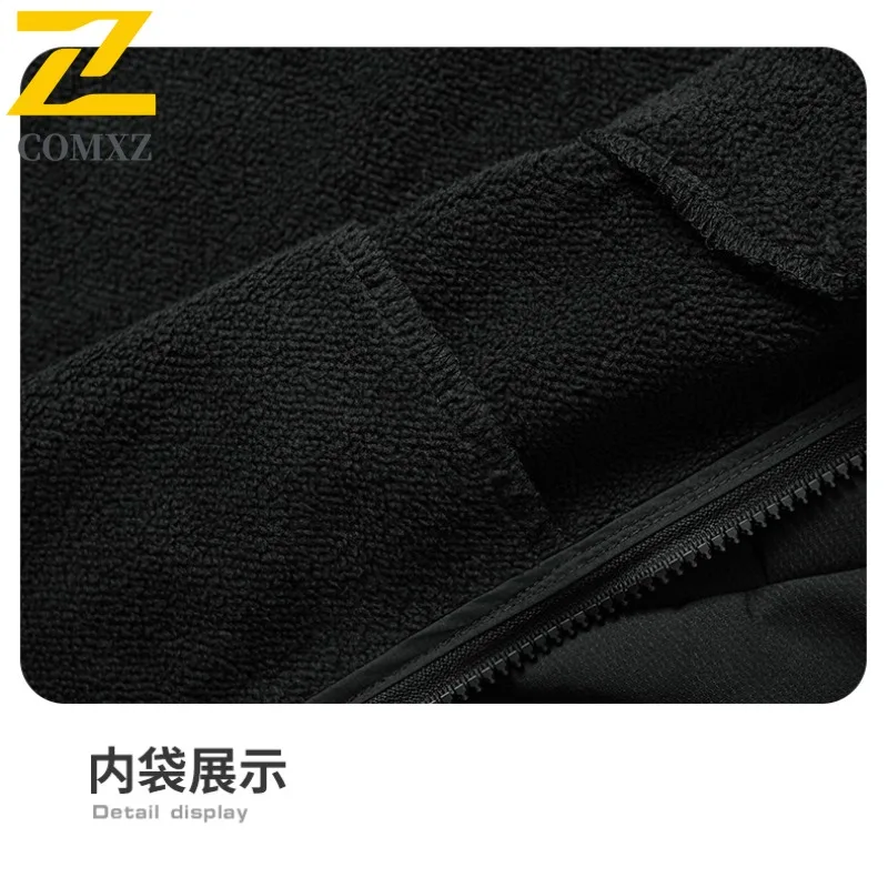 سترة رجالية مريحة للاستخدام الخارجي من COMXZ، معطف مقاوم للبرد للسفر، تصميم بقلنسوة ممتاز، مقاومة للرياح، ملابس شتوية دافئة جديدة #6