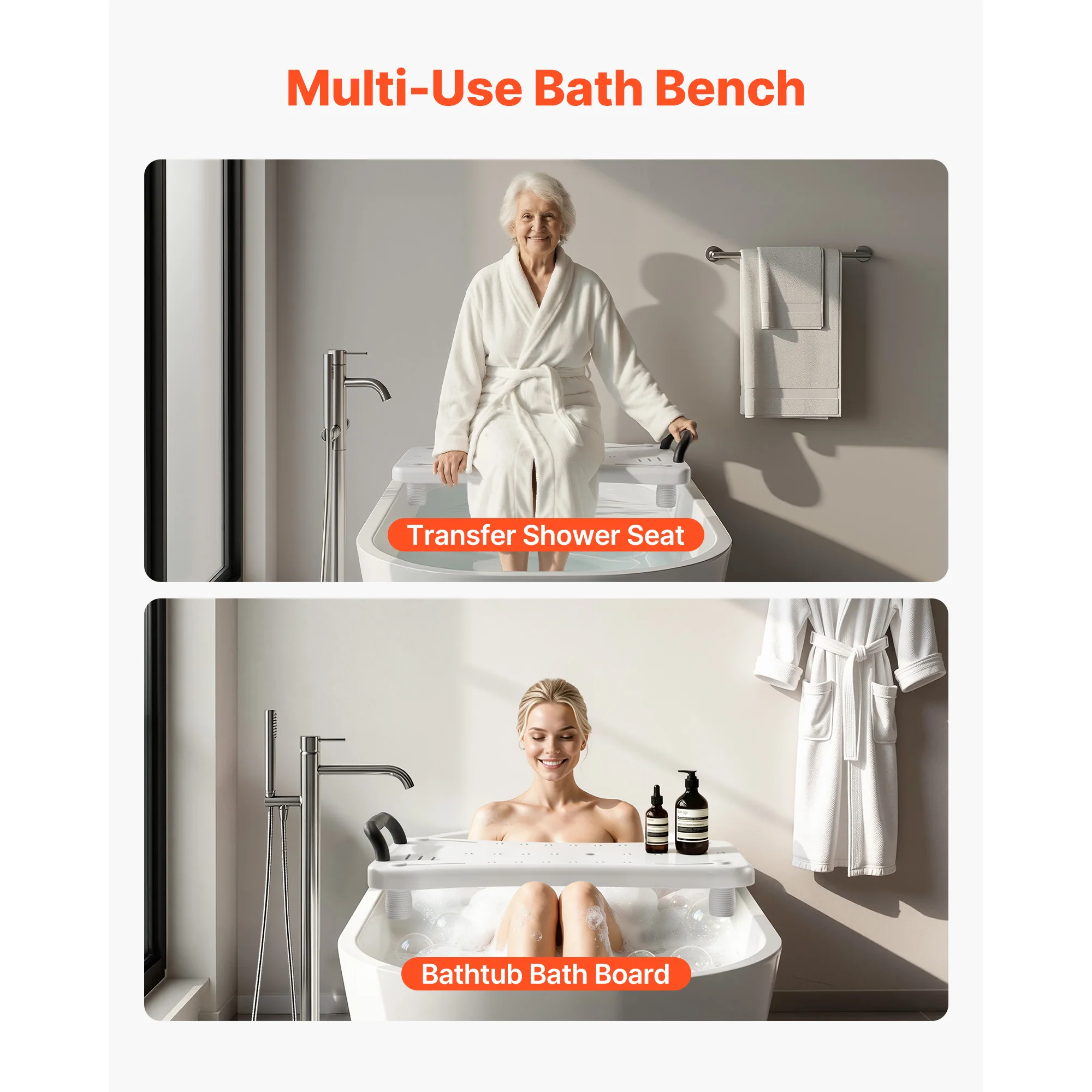 SucceBuy Tub Transfer Bench with Handle for 16.1