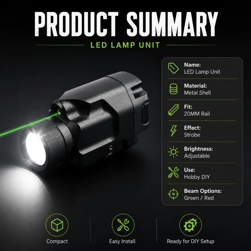 Mini Metal LED Lighting Unit, Strobe Function, Under‑Mount Structure, Fit 20MM Rail, Decoration Mod Accessory