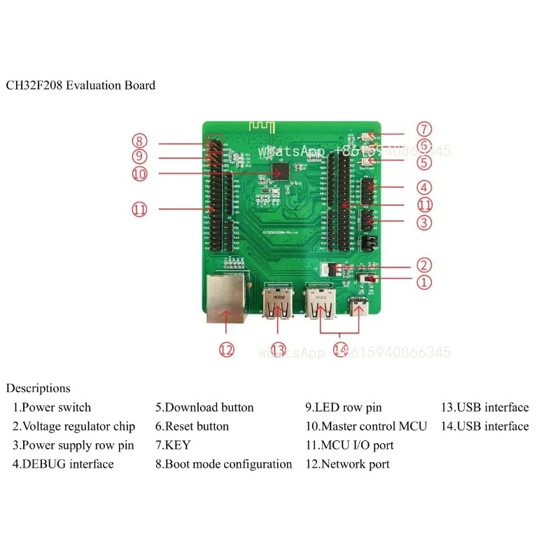 CH32F208 32F208 32F208WBU6 Development Board  FOR Cortex-M3 Wireless Microcontroller CH32F208WBU6 Evaluation Board