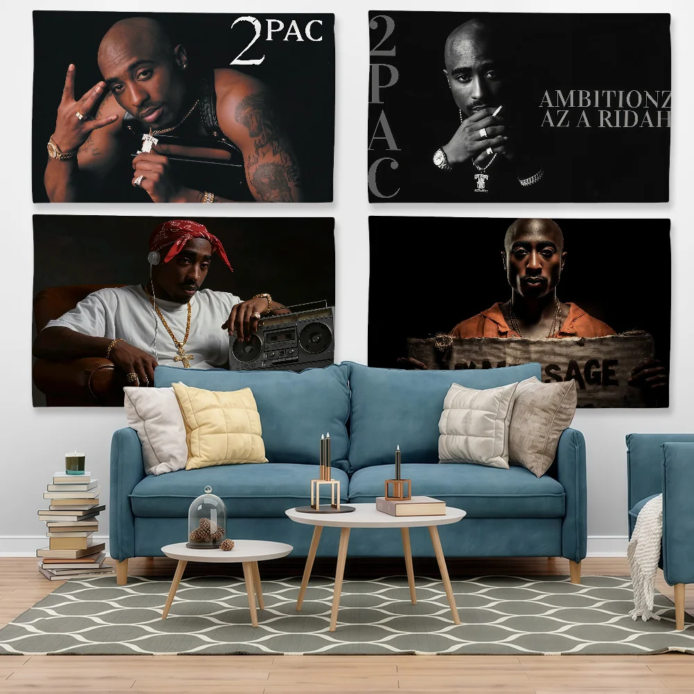 Rapper 2pac Tupac Shakur Flag Tapestry Outdoor Party Bedroom Living Room Dormitory Decorative Themed Wall Hanging Banner Gift