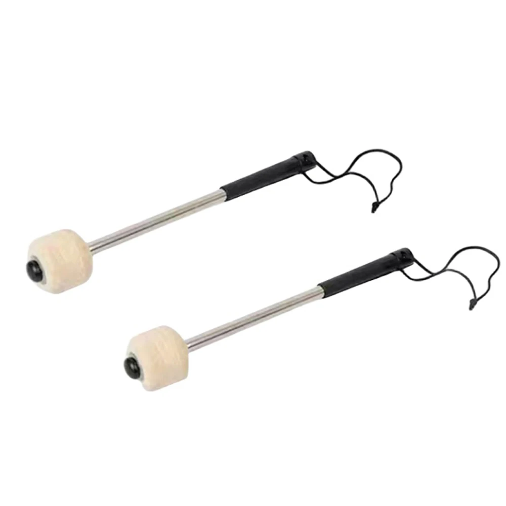 2Pcs Drum Mallets Wool Felt Drum Stick with Stainless Steel Handle Anti-slip Bass Percussion Sticks For Snare Drums