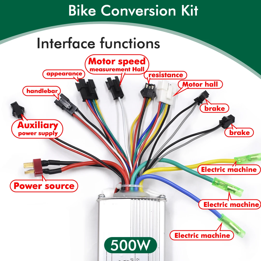 S861 350w/500w bici elettrica Scooter Controller Brushless bici elettrica Display LCD colorato misuratore Kit bici elettrica parte