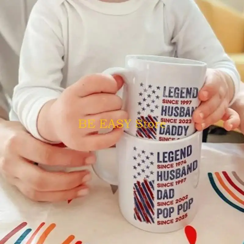 E28F Legends Print Ceramic Coffee Mug With Handle Heat Resistant for Dad and Husband