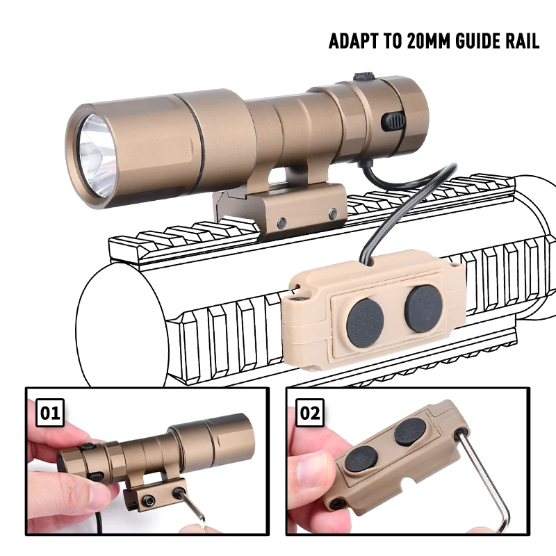 REIN 2.0 Tactical Metal 1000Lumen Powerful Flashlight Mini Handheld Fit 20mm Rail Hunting Airsoft Weapon Scout Outdoor Light