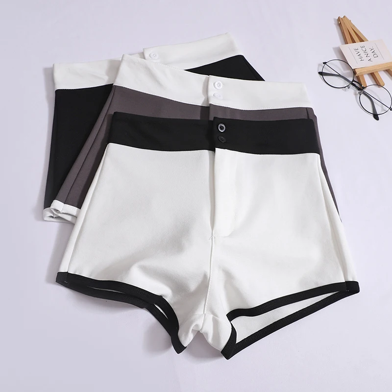 

Black White Contrast Shorts Women's Summer Sports Hot Pants Korean Vintage 2024 Casual Shorts