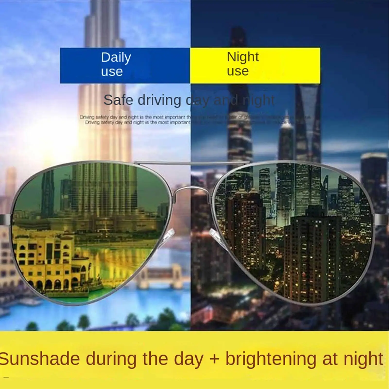 Night Driving Glasses Ergonomic Polarized Yellow Safety Goggles Anti Glare for Men Women Car Drivers Sun Travel Daily Commuting