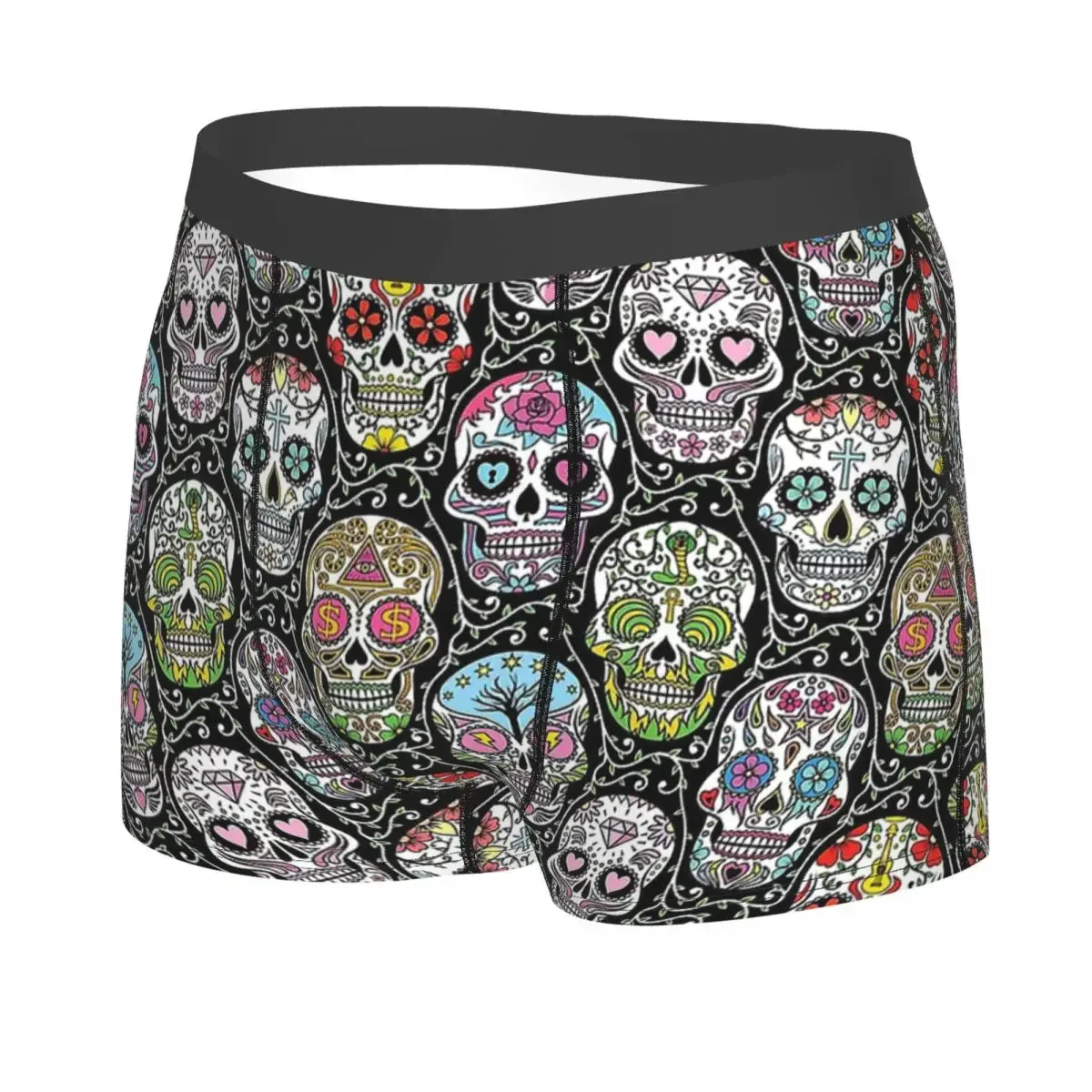 Mexican Skull Pattern Man's Boxer Briefs Skeleton Skull Bone Highly Breathable Underwear Top Quality Print Shorts Birthday Gifts