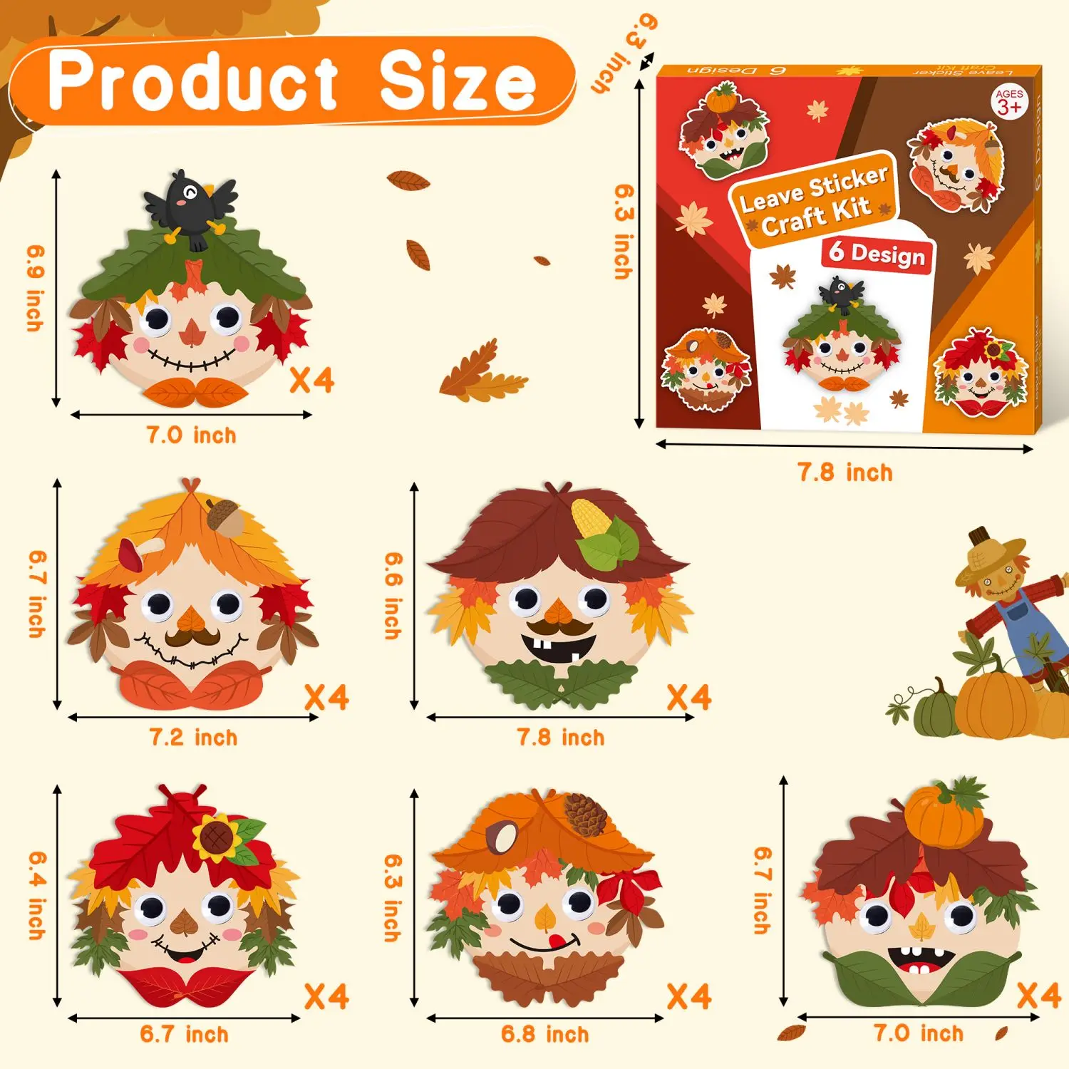 Diy Leaf Stickers Craft Kit for Thanksgiving Party Handmade Game Assemble Autumn Leaf Decal Back To School Party Favors